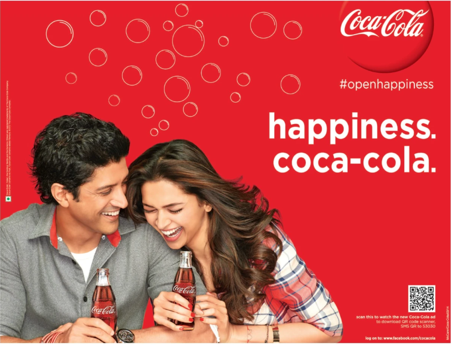 Coca-cola ad shows a man and woman drinking Coke and laughing together